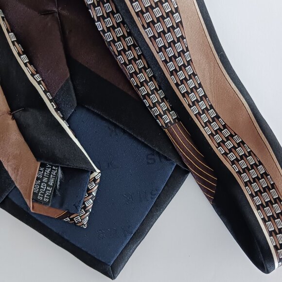 Unbranded Men's100% Silk Necktie Made in Italy Formal Business Casual Brown 60" - Picture 2 of 6